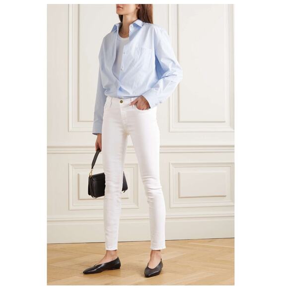 FRAME Denim Le Skinny de Jeanne Mid Rise White Skinny Jeans Size 27 - Picture 1 of 14